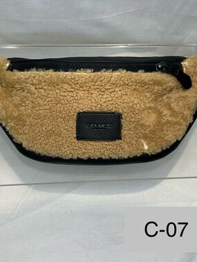 Coach Black Trim Tan Shearling Waist Bag
